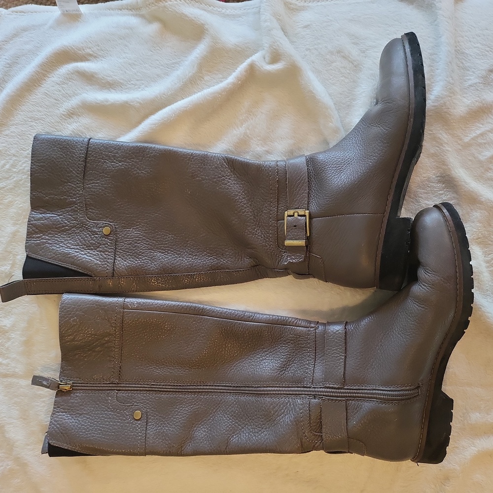 Franco Sarto Taupe Leather Knee-High Boots